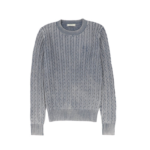 Valentina Mineral Wash Cable Knit Sweater - Navy