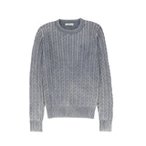 Valentina Mineral Wash Cable Knit Sweater - Navy