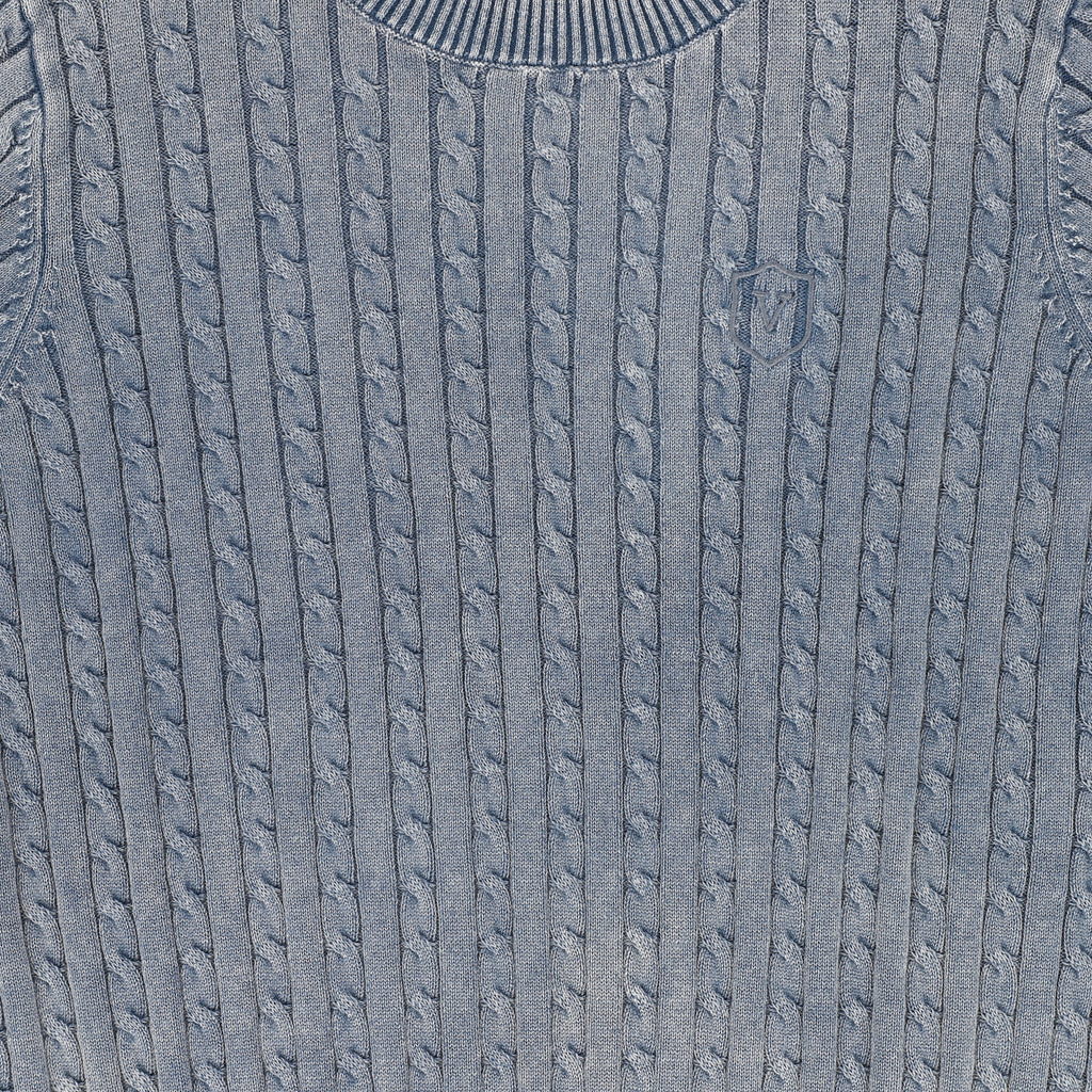 Valentina Mineral Wash Cable Knit Sweater - Navy