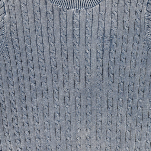 Valentina Mineral Wash Cable Knit Sweater - Navy