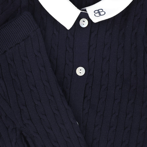 Bamboo Cable Knit Collar Set - Navy