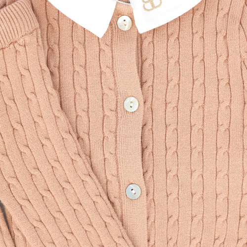 Bamboo Cable Knit Collar Set - Pink