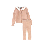 Bamboo Cable Knit Collar Set - Pink