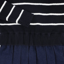 Load image into Gallery viewer, Bamboo Stripe Knit Pleated Dress - Navy