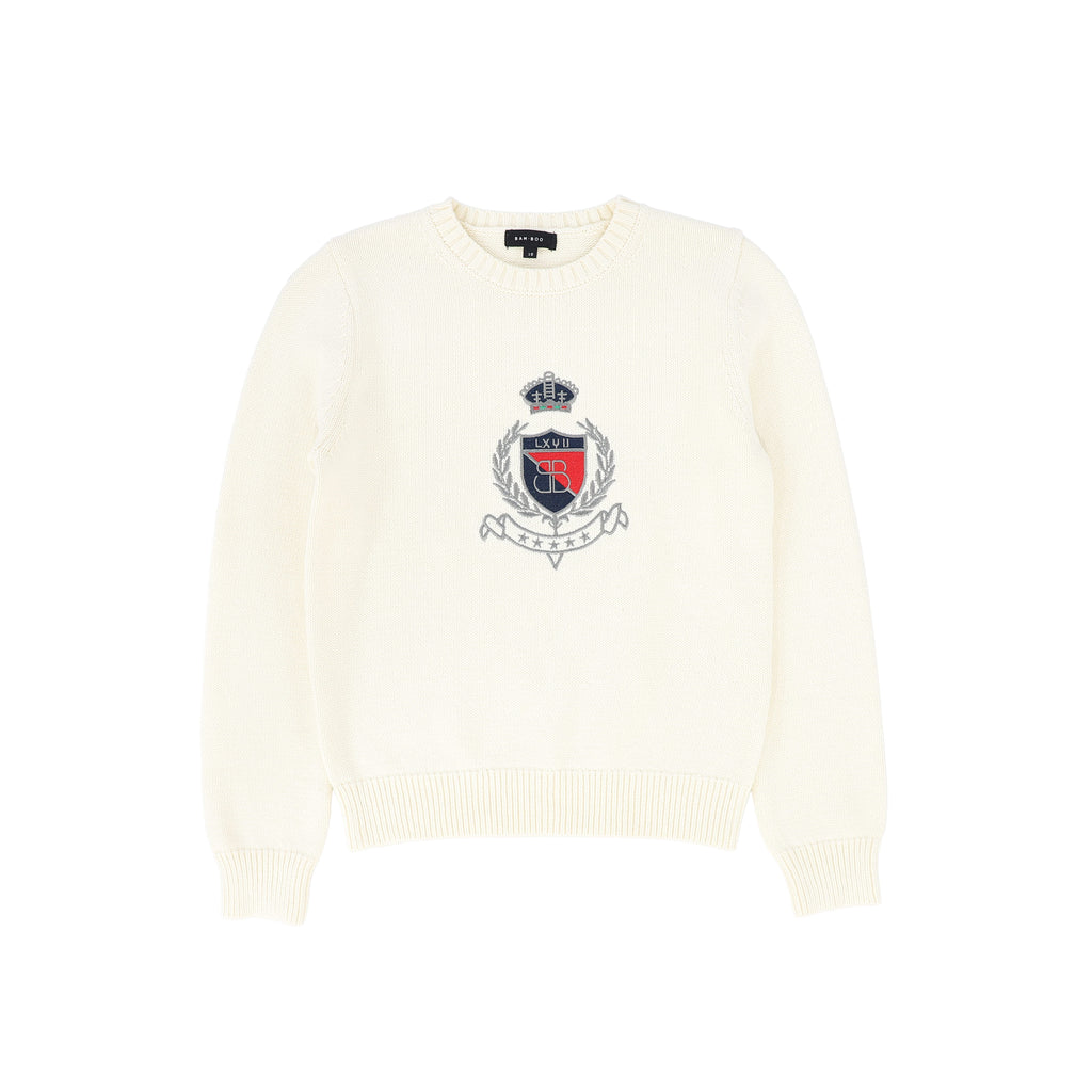 Bamboo Knit Crest Sweater - Ivory