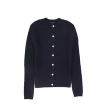 Load image into Gallery viewer, Bamboo Cable Knit Buttoned Cardigan - Navy