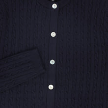 Load image into Gallery viewer, Bamboo Cable Knit Buttoned Cardigan - Navy