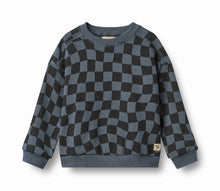 Load image into Gallery viewer, Wheat Elliot Sweatshirt - Navy Blue Check * BUTTONS ON SHOULDER