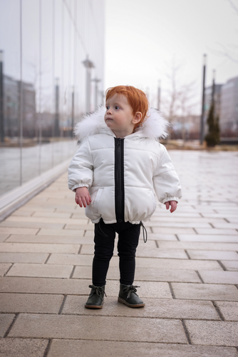 Mantel Side Contrast Zipper Jacket - White