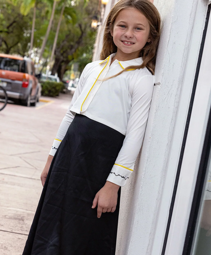 Mini Nod Rope Cropped Shirt Girls - BLACK/YELLOW