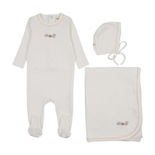 Load image into Gallery viewer, Mema Knits Floral Embroidery Layette Set - White/Pink Embroidery