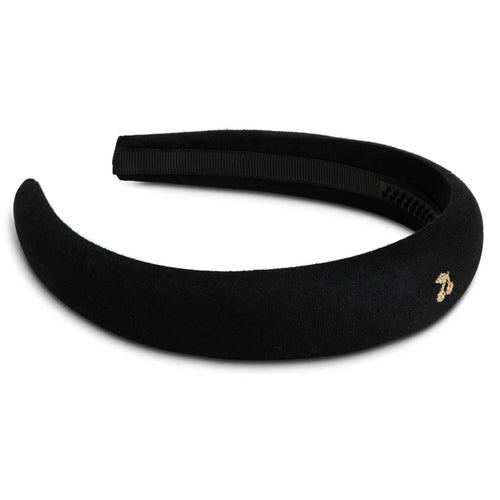 Le Enfant Gold Thread Cherry Embroidered Hairband - Black