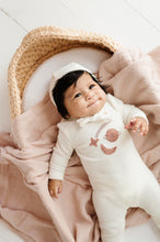 Load image into Gallery viewer, Ely&#39;s &amp; Co  Velour Celestial Collection Footie &amp; Bonnet- Ivory with Pink