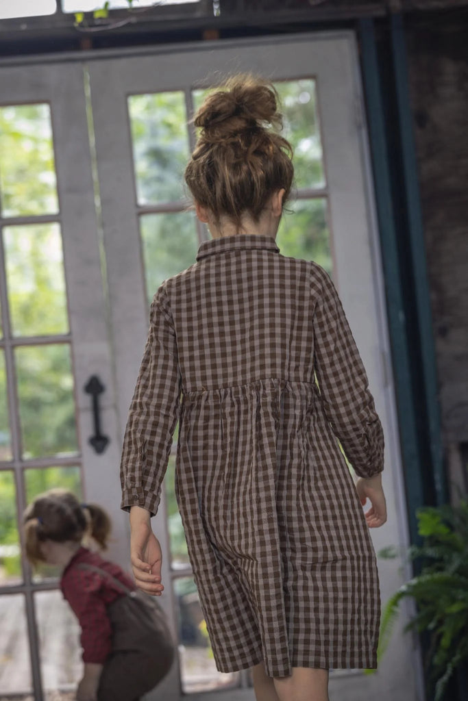 Jaybee Checkered Shirtdress - Chestnut/Slate