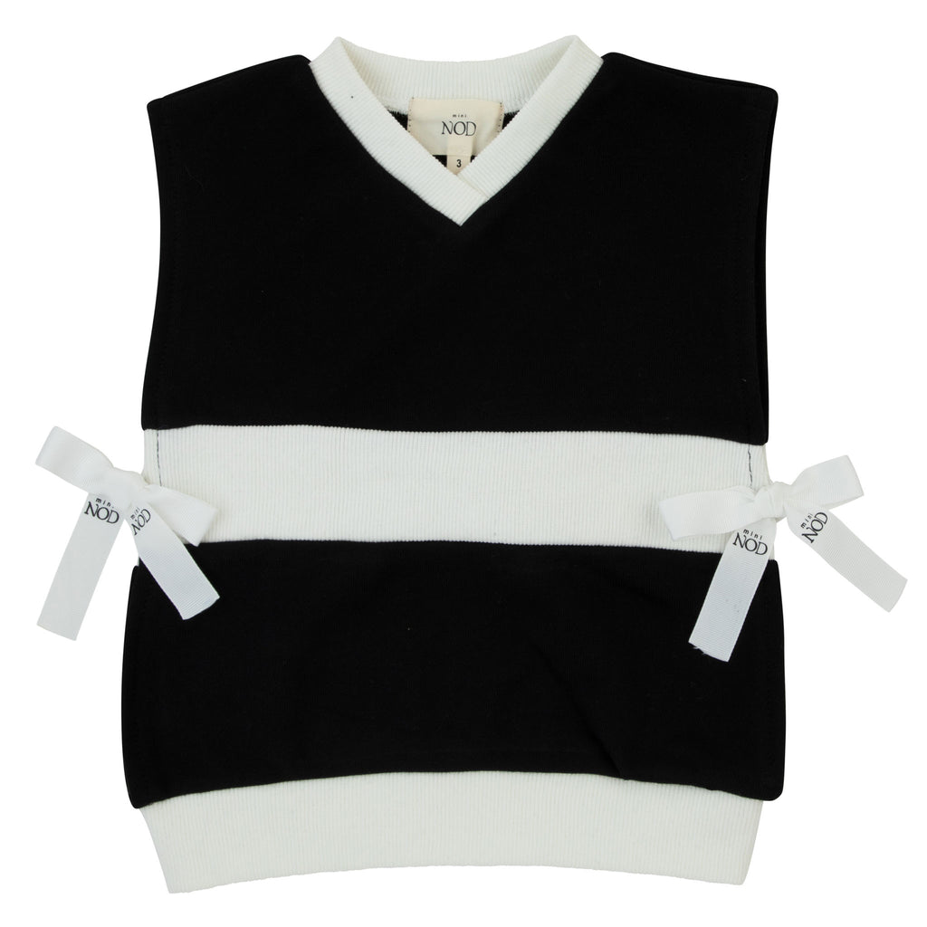 Mini Nod Double Ribbed Vest - Black/White