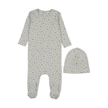 Load image into Gallery viewer, Mema Knits Floral Print Footie And Beanie - Navy Print
