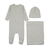 Mema Knits Floral Print Layette Set - Navy Print