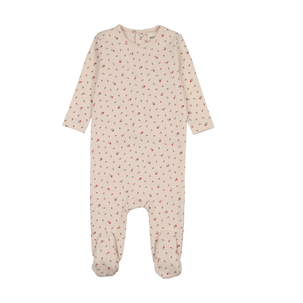 Mema Knits Floral Print Footie - Pink Print