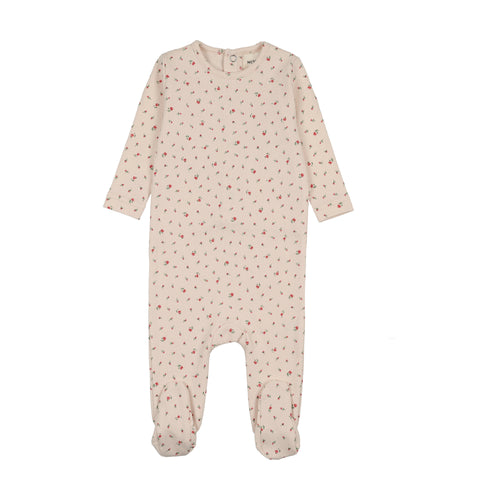 Mema Knits Floral Print Footie - Pink Print