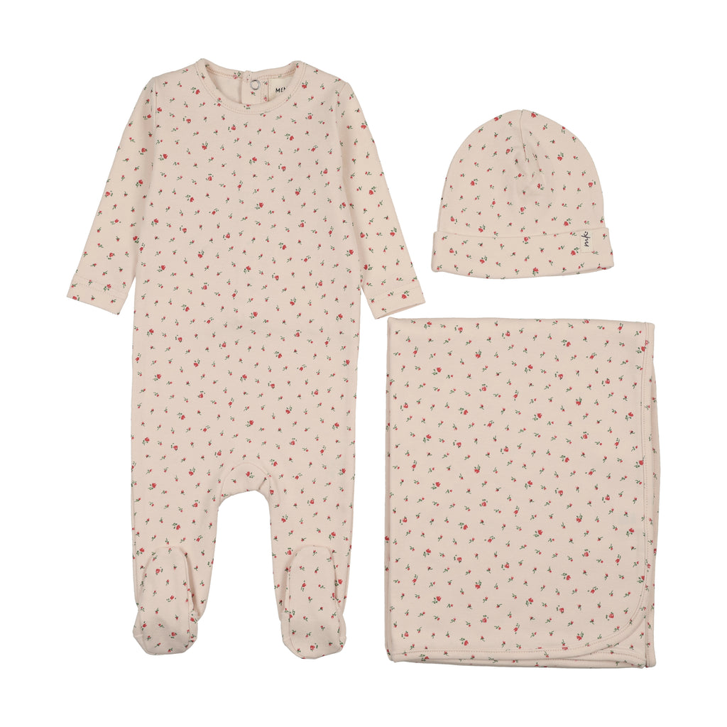 Mema Knits Floral Print Layette Set - Pink Print