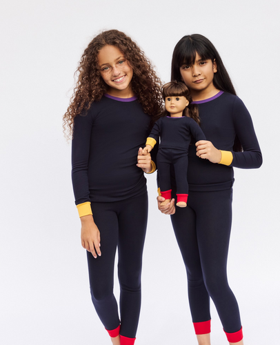 Little Parni Colorblock Pajamas PJ80 - Navy/Purple