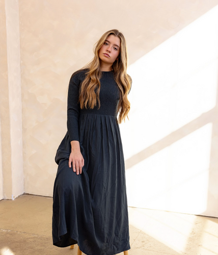 Coco Blanc Maxi Robe - Navy