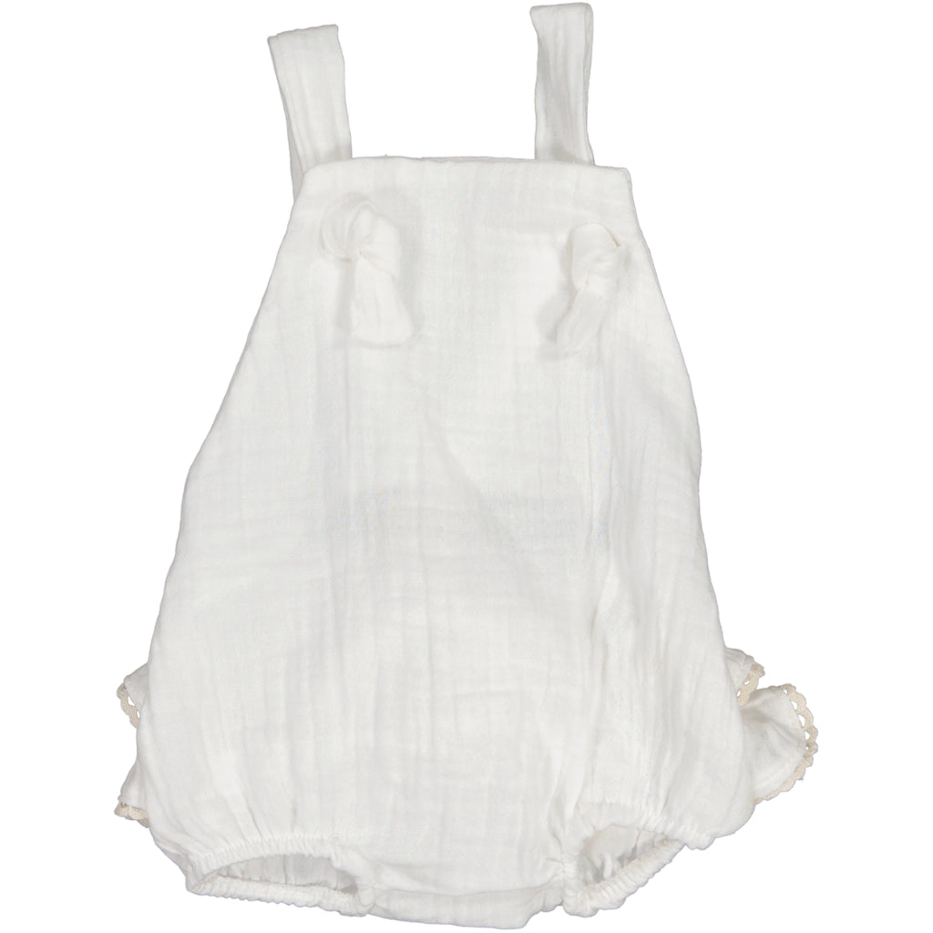 Cotton Little Things Girls Ruffle Romper - Crudo (White) *runs big*