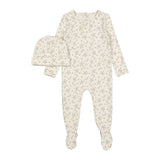 Ladida Sketched Floral Footie & Hat Set