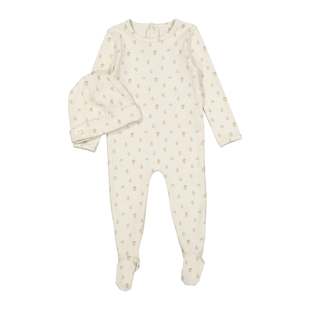 Ladida Sketched Pear Footie & Hat Set