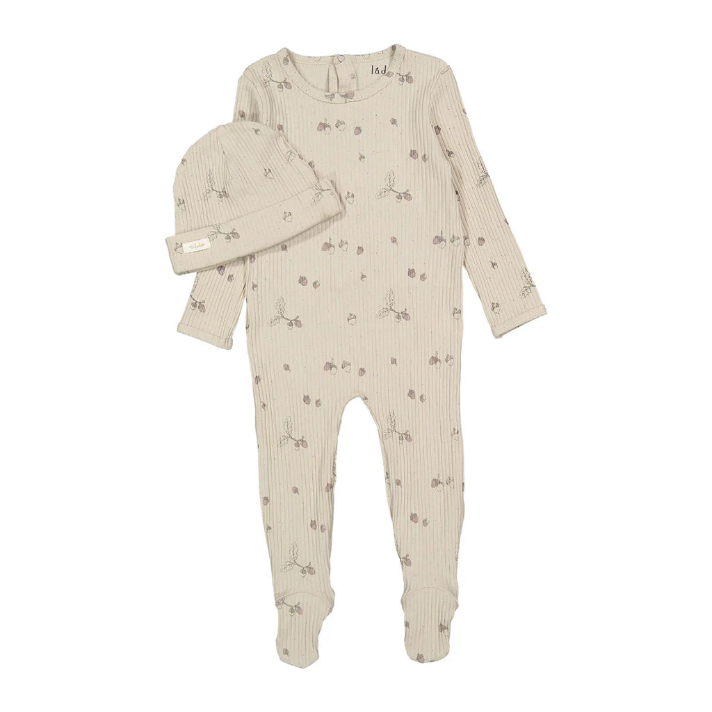 Ladida Acorn Print Footie & Hat
