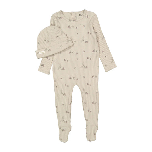 Ladida Acorn Print Footie & Hat
