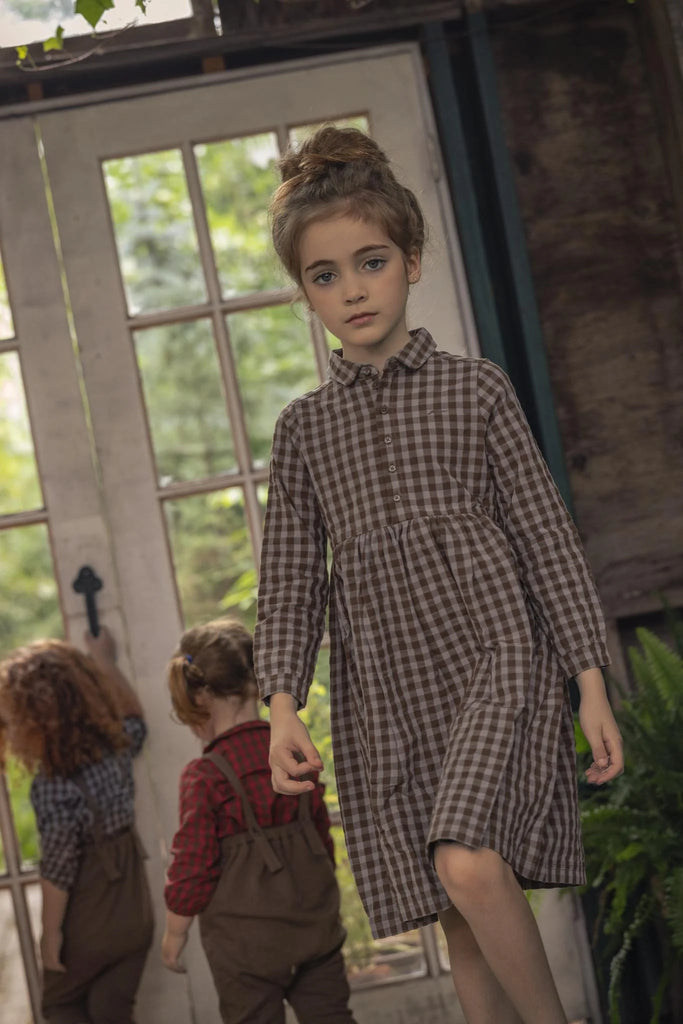 Jaybee Checkered Shirtdress - Chestnut/Slate