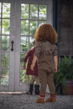 Load image into Gallery viewer, Jaybee Checkered Collar Shirt And Overalls Set - Chestnut/Slate