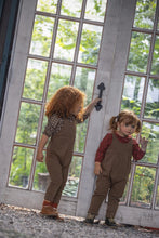 Load image into Gallery viewer, Jaybee Checkered Collar Shirt And Overalls Set - Chestnut/Berry