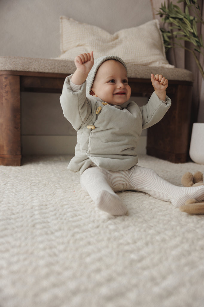 Mema Knits Corduroy Jacket & Knitted Beanie - Stone