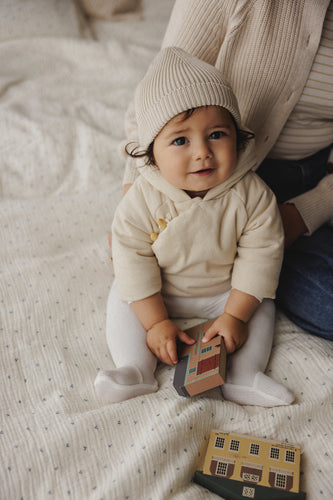 Mema Knits Corduroy Jacket & Knitted Beanie - Winter White