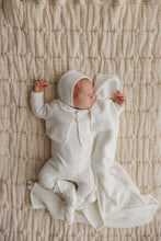 Load image into Gallery viewer, Mema Knits Waffle Knit Cardigan And Bonnet - Winter White