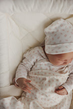 Load image into Gallery viewer, Mema Knits Floral Printed Side Snap Footie Layette Set - Winter White/Pink Flowers