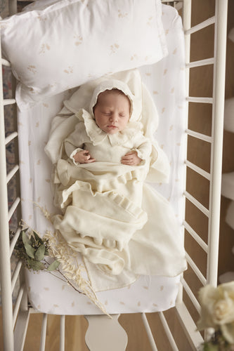 Lilette Knit Collar Ruffle Footie & Bonnet - Cream
