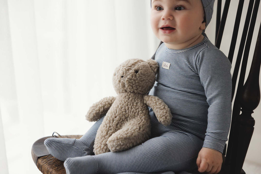 Lilette Striped Bebe Footie And Hat - Off Navy