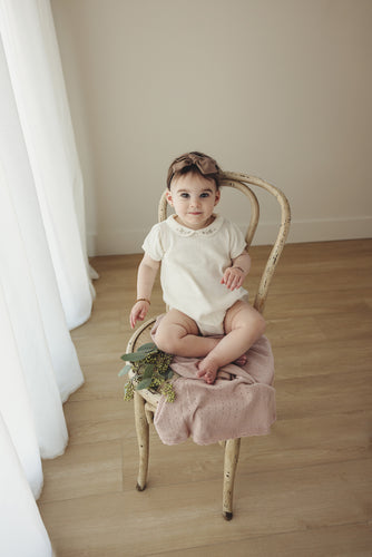 Lil Leg Dotted Knit Romper - Cream