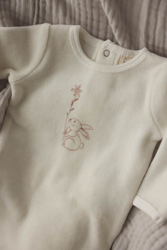 Lil Legs Velour Bunny White W/ Flower Set