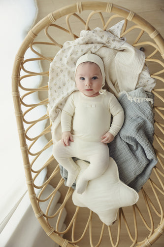 Lil Legs Pointelle Circle Footie & Beanie - Ivory