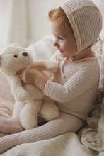 Load image into Gallery viewer, Mema Knits Honeycomb Waffle Trimmed Layette Set - Baby Blush