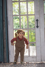 Load image into Gallery viewer, Jaybee Checkered Collar Shirt And Overalls Set - Chestnut/Berry