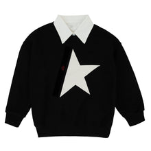 Load image into Gallery viewer, Mini Nod Oversized Star Sweatshirt - Black REMOVABLE COLLAR