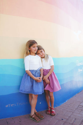 Calla Lili Girls Long Sleeve T-shirt - White/Blue