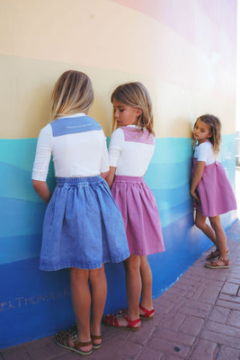 Calla Lili Girls Long Sleeve T-shirt - White/Blue