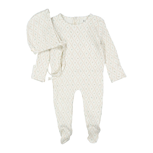 Ladida Ribbed Fairytale Footie And Bonnet - Mauve