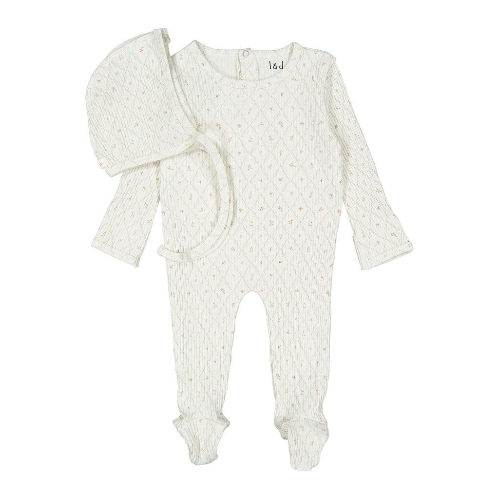 Ladida Ribbed Fairytale Footie And Bonnet - Taupe